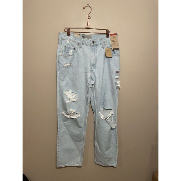 Levi's Silver Tab ‘94 Baggy Jeans‎ Sz 29 Light Wash Mid Rise Ripped Straight NWT - Picture 3 of 10